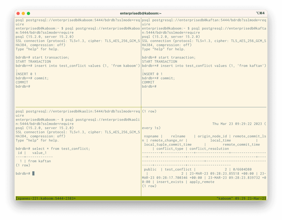 4 Sessions showing conflict detected